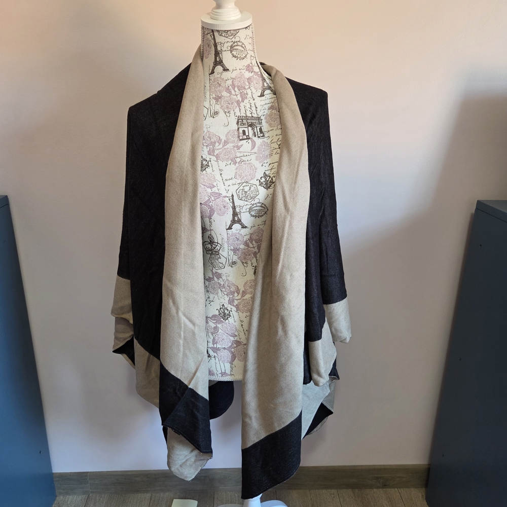 Elegant Black and Beige Shawl